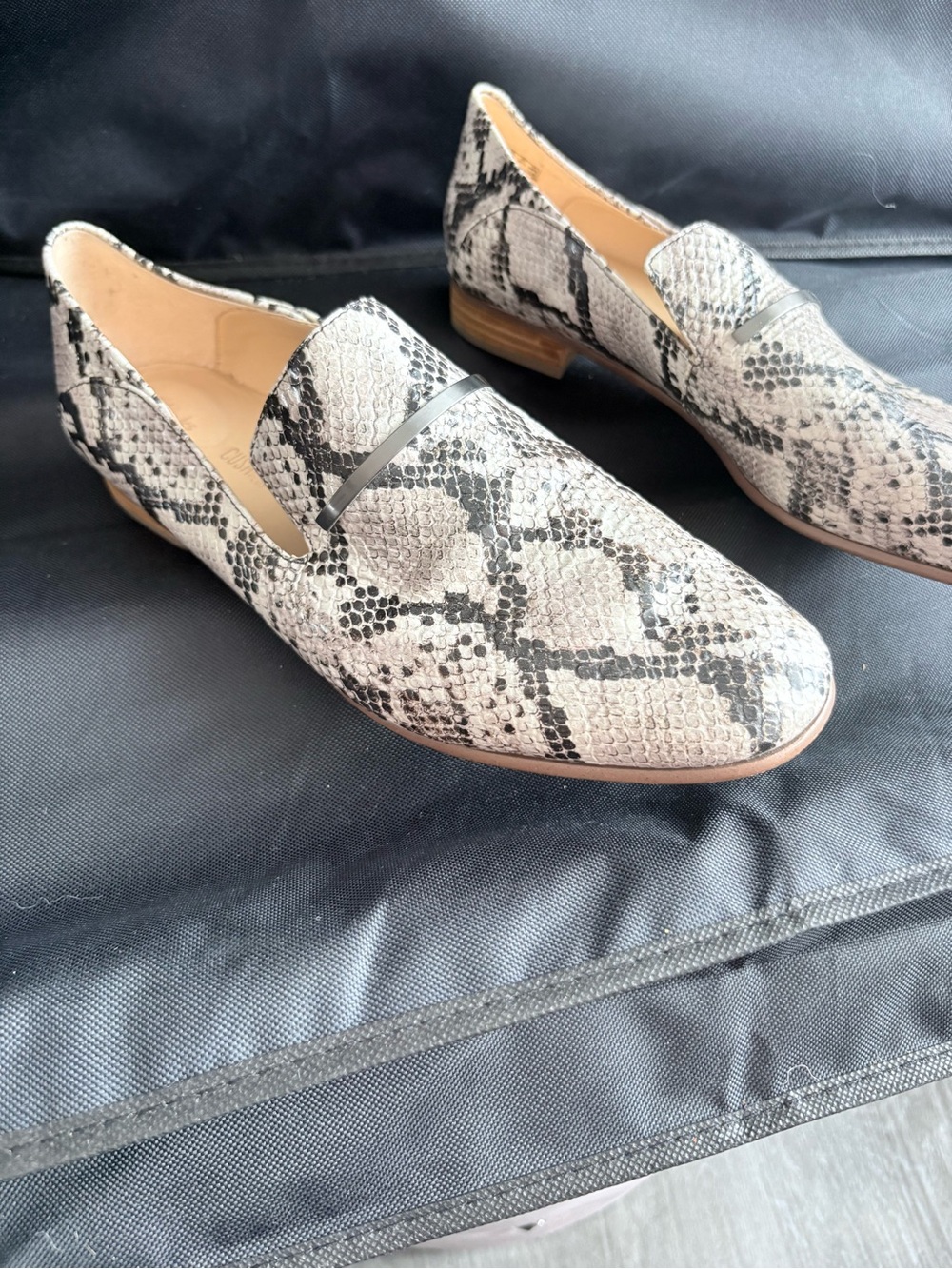 Womens Snake-Print Slip-On Loafers